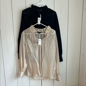 Banana Republic Factory Black and Tan Blouses